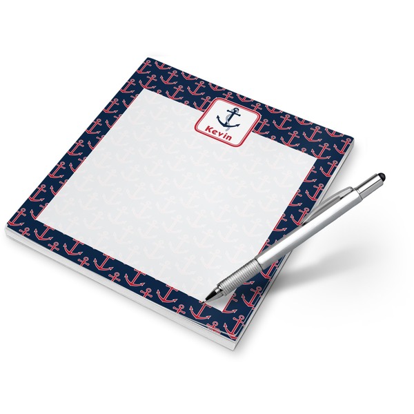 Custom Nautical Anchors & Stripes Notepad (Personalized)