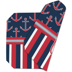 Nautical Anchors & Stripes Dining Table Mat - Octagon (Double-Sided) w/ Name or Text