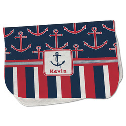 Nautical Anchors & Stripes Burp Cloth - Fleece w/ Name or Text