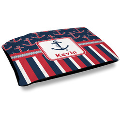 Nautical Anchors & Stripes Dog Bed w/ Name or Text