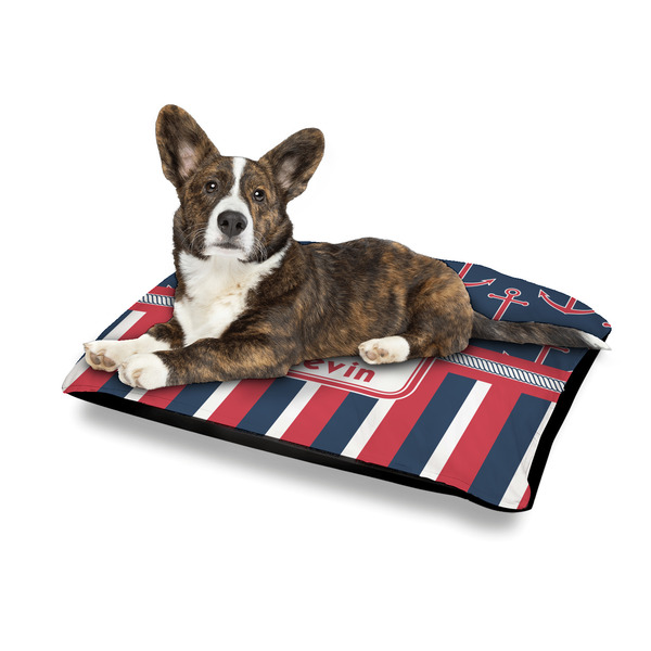 Nautical Anchors & Stripes Outdoor Dog Beds - Medium - IN CONTEXT