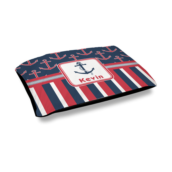 Custom Nautical Anchors & Stripes Outdoor Dog Bed - Medium (Personalized)