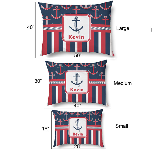 Nautical Anchors & Stripes Outdoor Dog Beds - SIZE CHART
