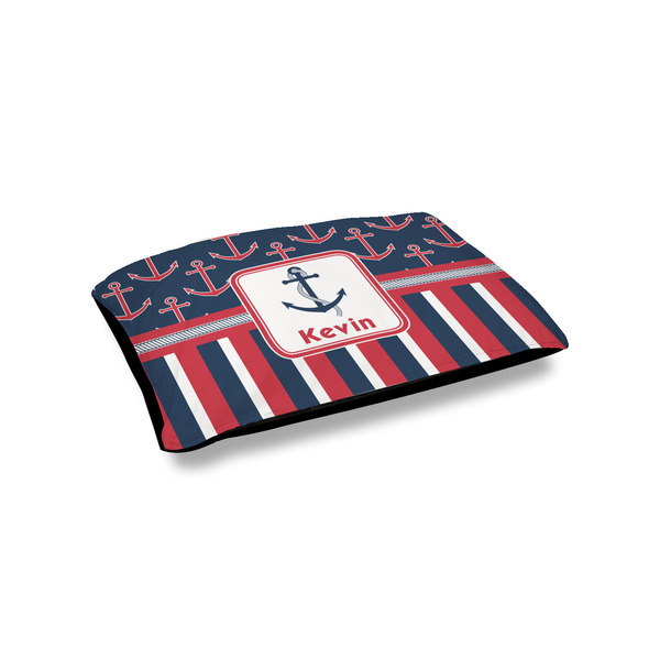 Custom Nautical Anchors & Stripes Outdoor Dog Bed - Small (Personalized)