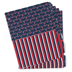 Nautical Anchors & Stripes Binder Tab Divider Set (Personalized)