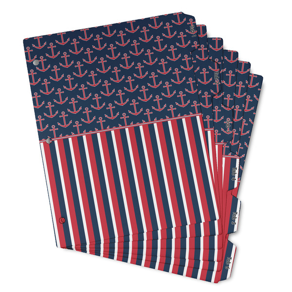 Custom Nautical Anchors & Stripes Binder Tab Divider - Set of 6 (Personalized)