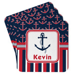Nautical Anchors & Stripes Paper Coasters w/ Name or Text