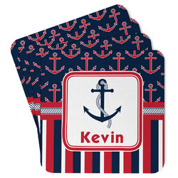 Nautical Anchors & Stripes Paper Coasters (Personalized)