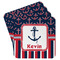 Nautical Anchors & Stripes Paper Coasters - Front/Main