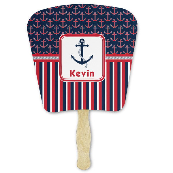 Custom Nautical Anchors & Stripes Paper Fan (Personalized)