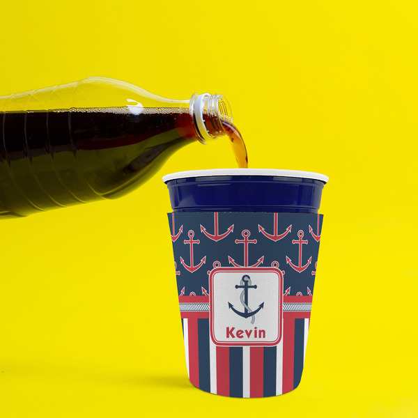 Nautical Anchors & Stripes Party Cup Sleeves - without bottom - Lifestyle
