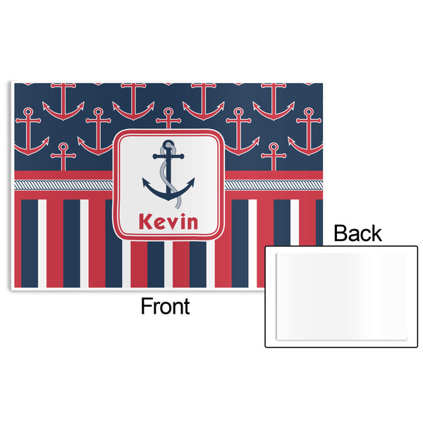 Nautical Anchors & Stripes Disposable Paper Placemat - Front & Back