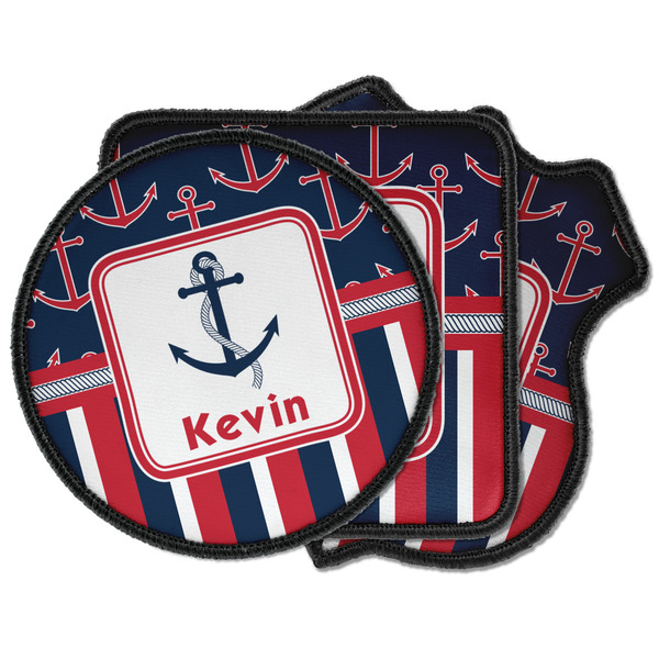 Custom Nautical Anchors & Stripes Iron on Patches (Personalized)