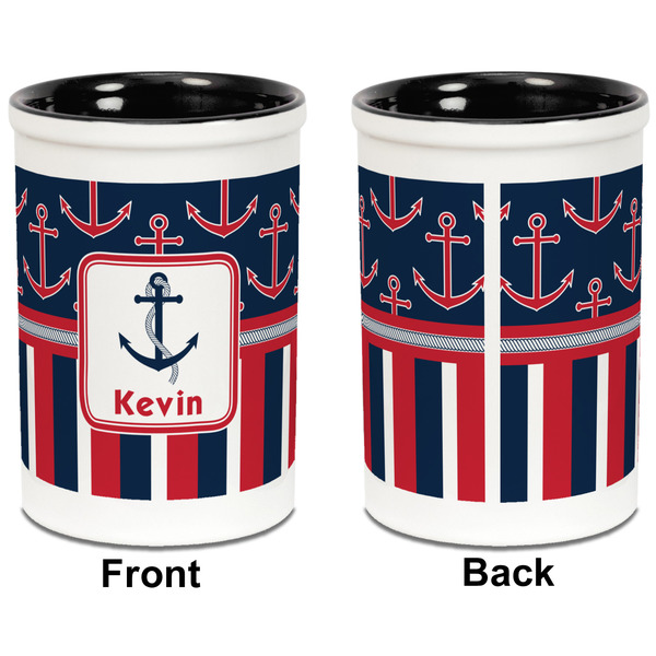 Nautical Anchors & Stripes Pencil Holder - Black - approval
