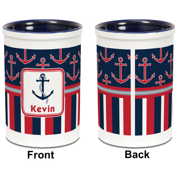 Nautical Anchors & Stripes Pencil Holder - Blue - approval