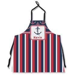 Nautical Anchors & Stripes Apron Without Pockets w/ Name or Text
