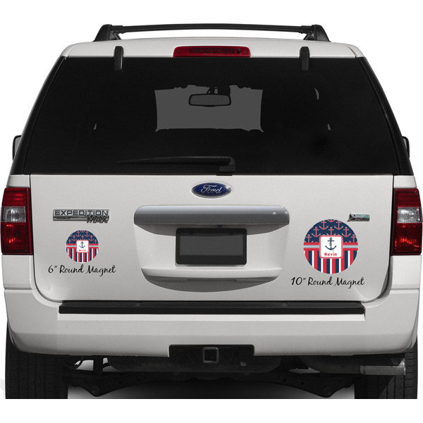 Nautical Anchors & Stripes Personalized Car Magnets on Ford Explorer