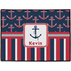 Nautical Anchors & Stripes Door Mat - 24"x18" (Personalized)