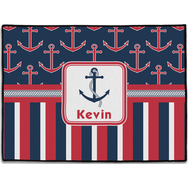 Custom Nautical Anchors & Stripes Door Mat (Personalized)