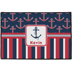 Nautical Anchors & Stripes Door Mat - 36"x24" (Personalized)