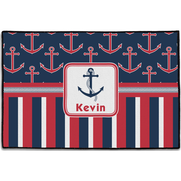 Custom Nautical Anchors & Stripes Door Mat - 36"x24" (Personalized)