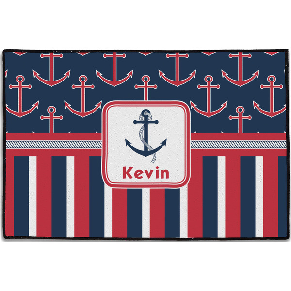 Nautical Anchors & Stripes Personalized Door Mat - 36x24 (APPROVAL)