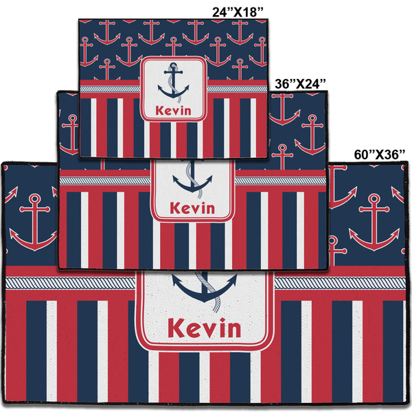 Nautical Anchors & Stripes Personalized Door Mat - Group Parent IMF