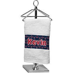 Nautical Anchors & Stripes Cotton Finger Tip Towel (Personalized)