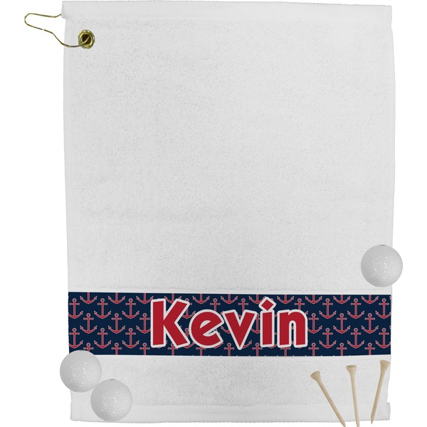 Custom Nautical Anchors & Stripes Golf Bag Towel (Personalized)