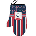 Nautical Anchors & Stripes Left Oven Mitt (Personalized)