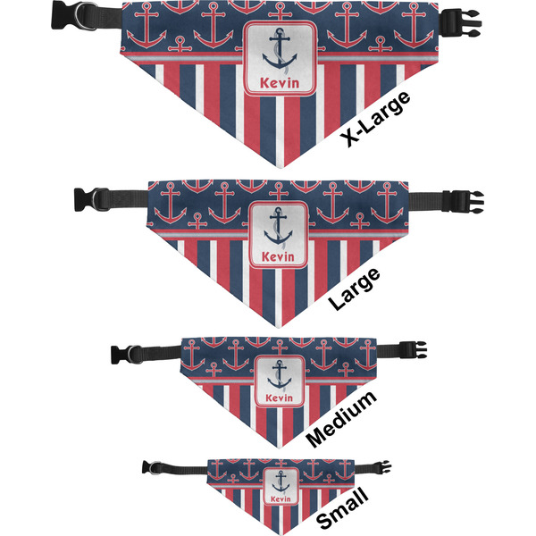 Nautical Anchors & Stripes Pet Bandana Sizes
