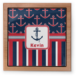 Nautical Anchors & Stripes Pet Urn w/ Name or Text