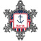 Nautical Anchors & Stripes Vintage Snowflake Ornament (Personalized)
