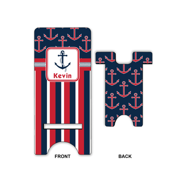 Nautical Anchors & Stripes Phone Stand - Front & Back