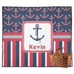 Nautical Anchors & Stripes Outdoor Picnic Blanket (Personalized)