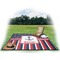 Nautical Anchors & Stripes Picnic Blanket - with Basket Hat and Book - in Use