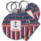 Nautical Anchors & Stripes Plastic Keychains