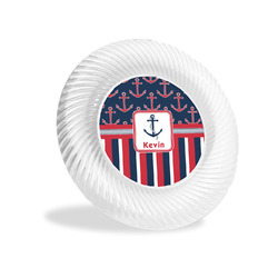Nautical Anchors & Stripes Plastic Party Appetizer & Dessert Plates - 6" (Personalized)