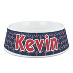 Nautical Anchors & Stripes Plastic Dog Bowl - Medium (Personalized)
