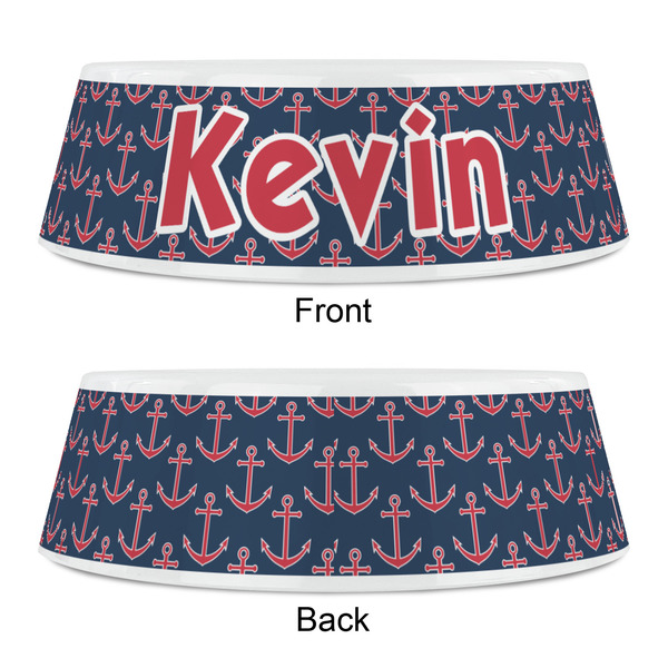 Nautical Anchors & Stripes Plastic Pet Bowls - Small - APPROVAL