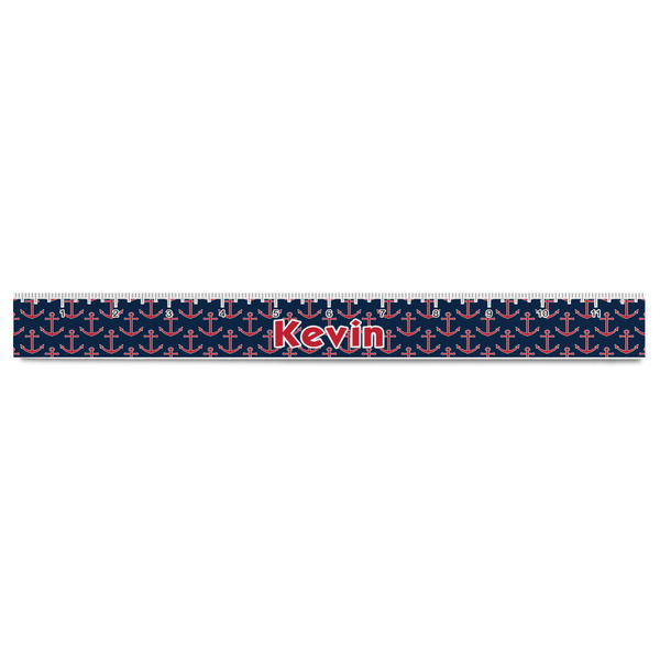 Nautical Anchors & Stripes Plastic Ruler - 12" - FRONT