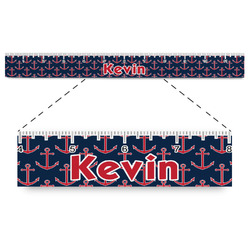 Nautical Anchors & Stripes Plastic Ruler - 12" (Personalized)