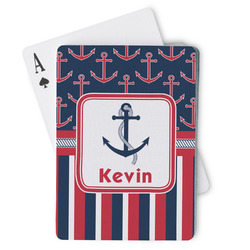 Nautical Anchors & Stripes Playing Cards (Personalized)