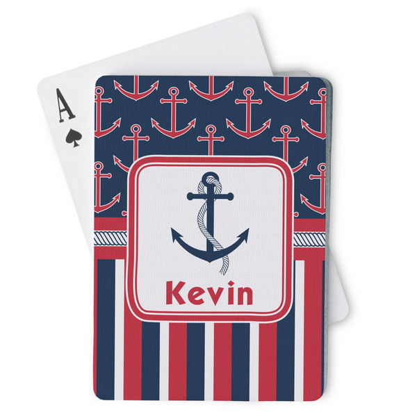 Custom Nautical Anchors & Stripes Playing Cards (Personalized)