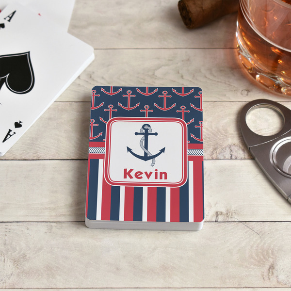 Nautical Anchors & Stripes Playing Cards - In Context