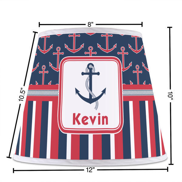 Nautical Anchors & Stripes Poly Film Empire Lampshade - Dimensions