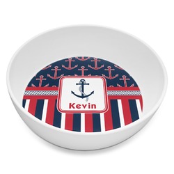Nautical Anchors & Stripes Melamine Bowl - 8 oz (Personalized)