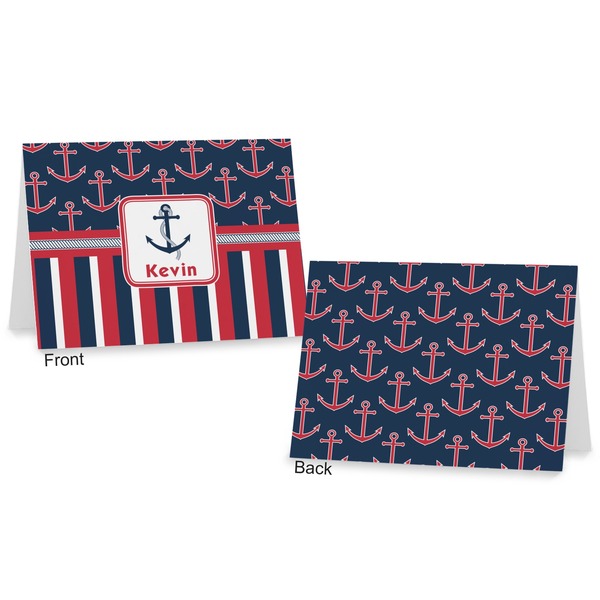 Nautical Anchors & Stripes Postcard - Front and Back