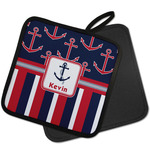 Nautical Anchors & Stripes Pot Holder w/ Name or Text