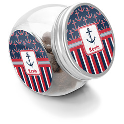 Nautical Anchors & Stripes Puppy Treat Jar (Personalized)